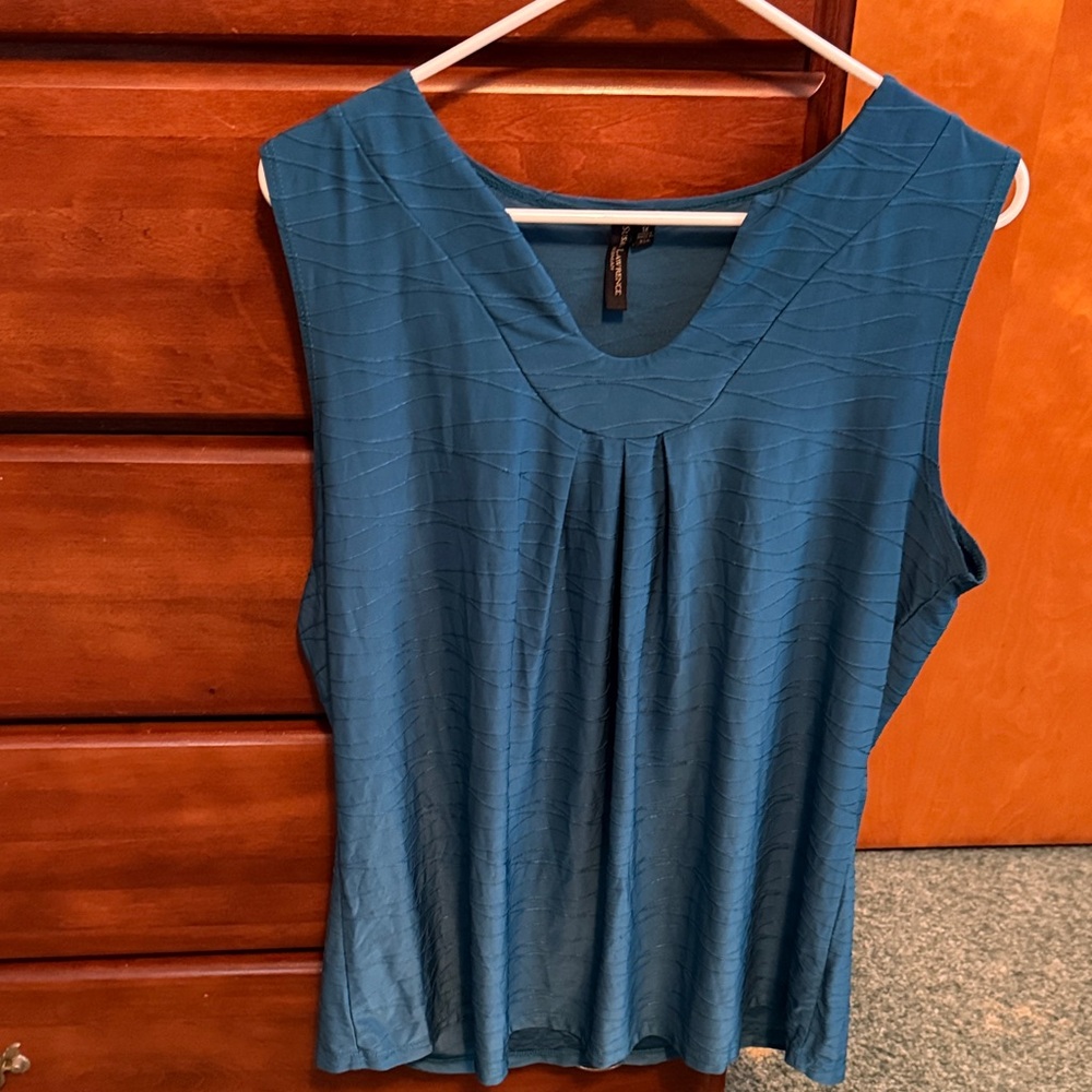 Susan Lawrence teal Blue Textured Blouse sleeveless. like new size 1X